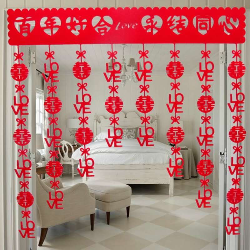 Wedding supplies, wedding room decoration, wholesale of decals, velvet, gilded door curtains, wedding decoration supplies, door lintels, couplets and sets details Picture