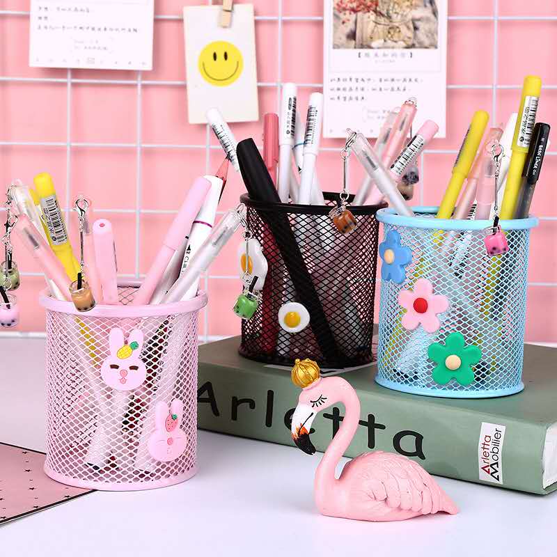 办公学习文具批发 网状圆形方形镂空笔筒图