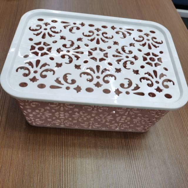 粉色带盖蓝子加厚买菜购物筐塑料框水果篮