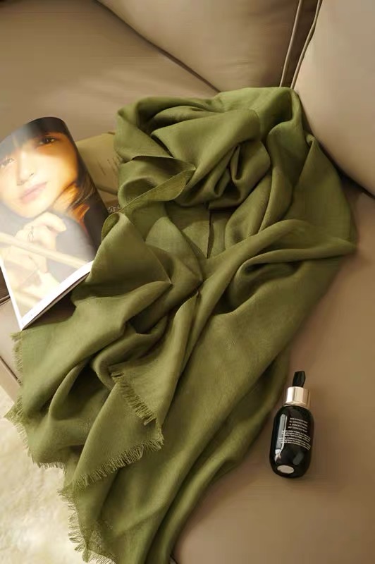 Solid Color All-In-One Mid-Length Scarf Green Avocado Green Scarf Cape Dual Purpose