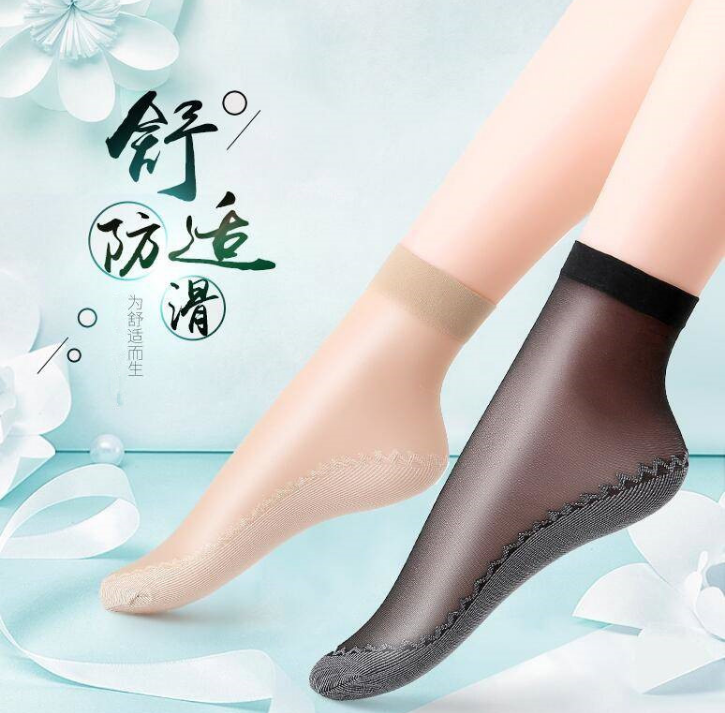 天鹅绒薄款短丝袜女黑肉色丝袜子夏季水晶耐磨防勾丝中筒女士春秋细节图