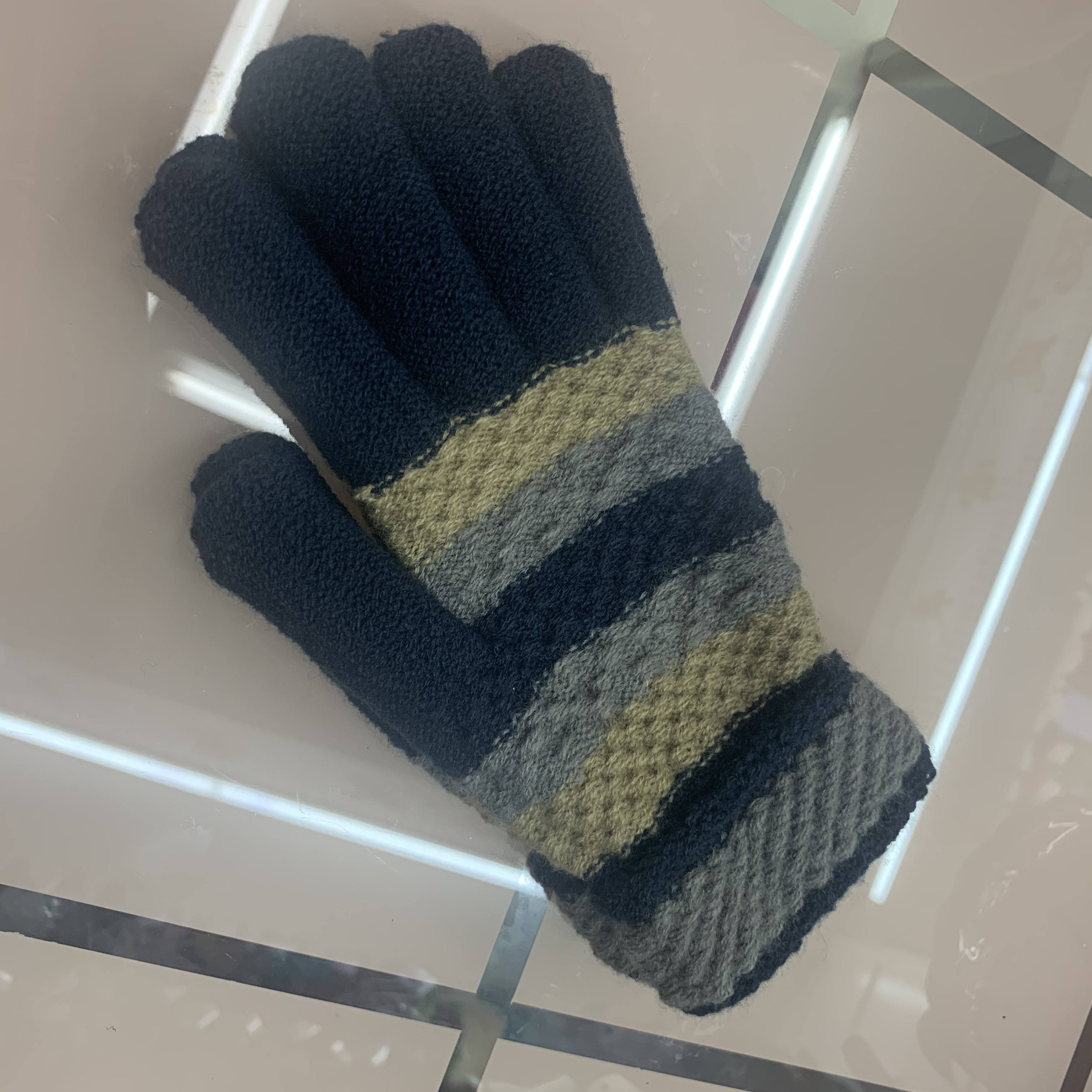 Double Thick Gloves Knitted Computer Keyboard Typing Missing Finger Gloves Winter Unisex Winter Five Fingers Separate Cute
