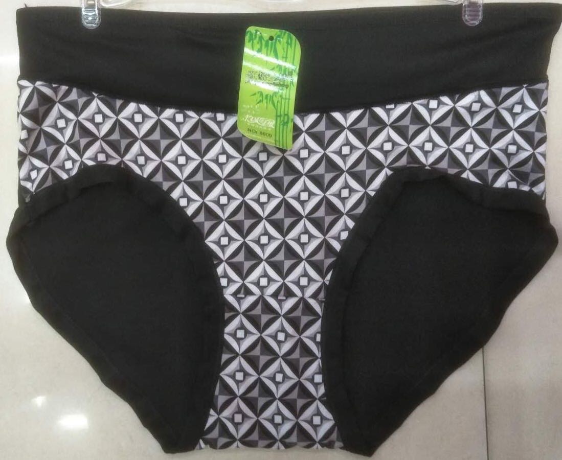 Foreign trade new ladies bamboo charcoal fiber shorts high waist diamond panty loose briefs details Picture