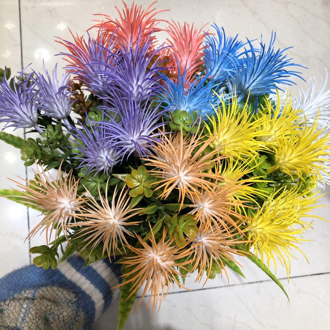 Factory Direct Sales Simulation Flower Silk Cloth Decoration Simulation Rich Rose Bouquet Wedding Road Lead Arrangement Fake Flowers Colorful Water Grass details Picture