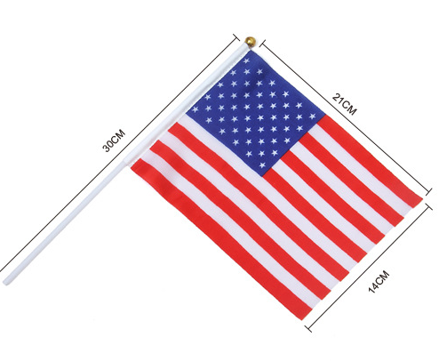 美国手摇旗国家手挥旗专业定制旗帜塑料杆迷你小手旗产品图