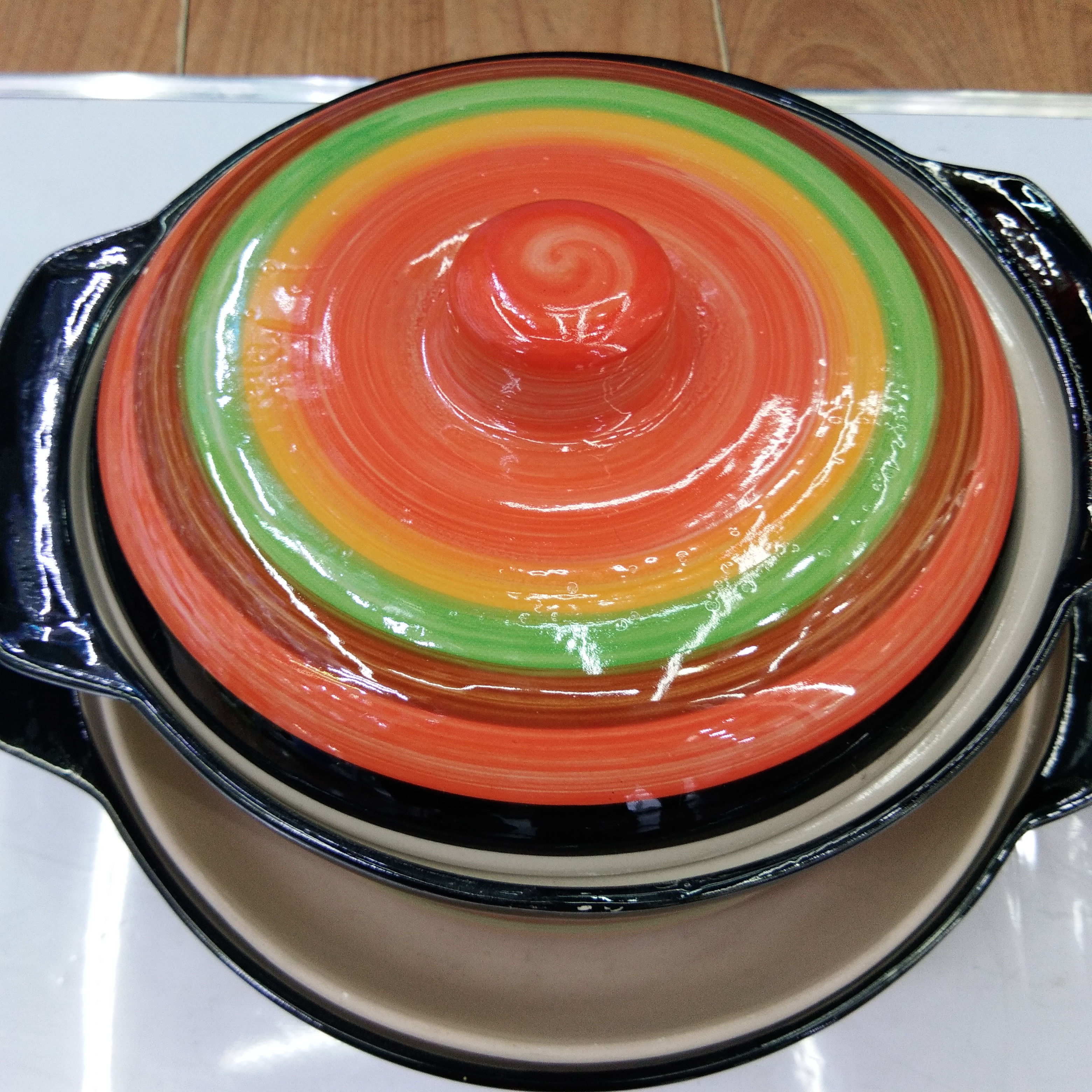 尚恩日式手绘陶瓷西餐盘复古个性圆盘家用餐具砂锅细节图