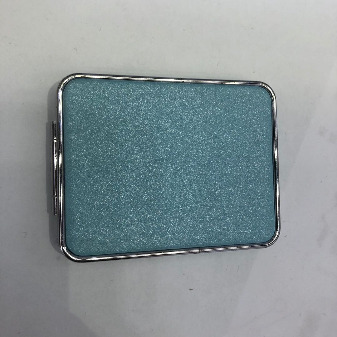 蓝色纯色小镜子随身化妆镜可爱便携折叠学生镜