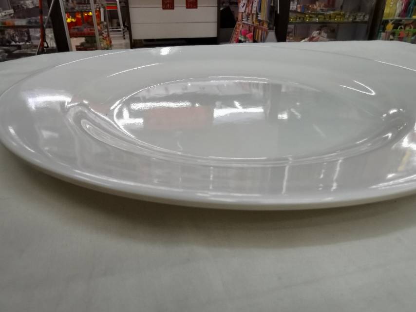 High-Grade Melamine Imitation Porcelain White Round Dish Plastic Disc Platter Fast Food Cover Rice Plate Buffet Plate details Picture