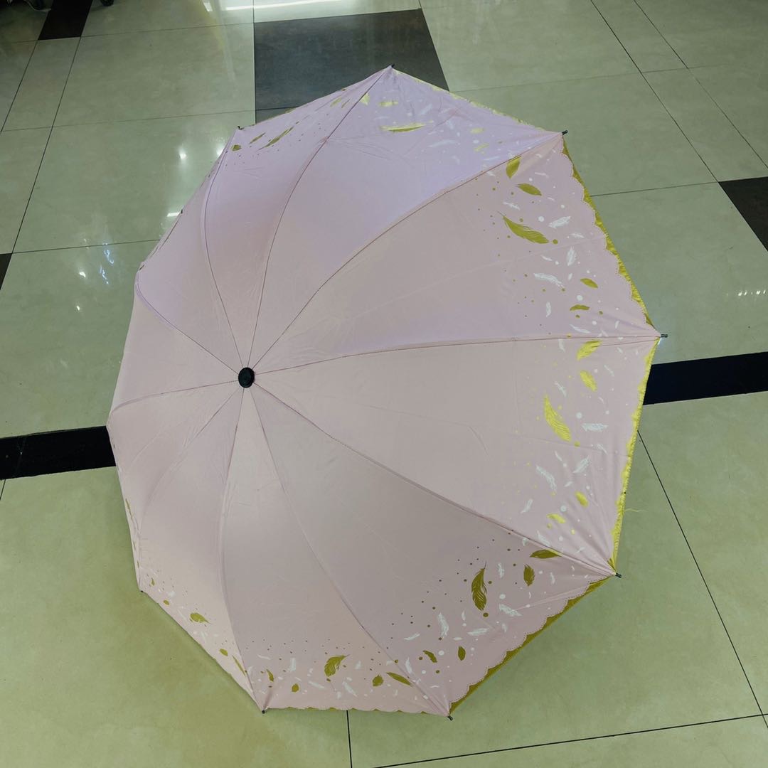 New enlarged and reinforced feather black rubber umbrella, a fresh and elegant ladies' sun umbrella, suitable for both sunny and rainy days