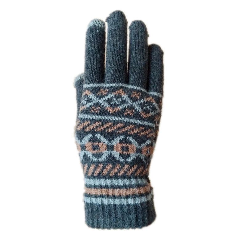 男女手套秋冬季保暖成人服饰毛线针织手套五指提花魔术手套图