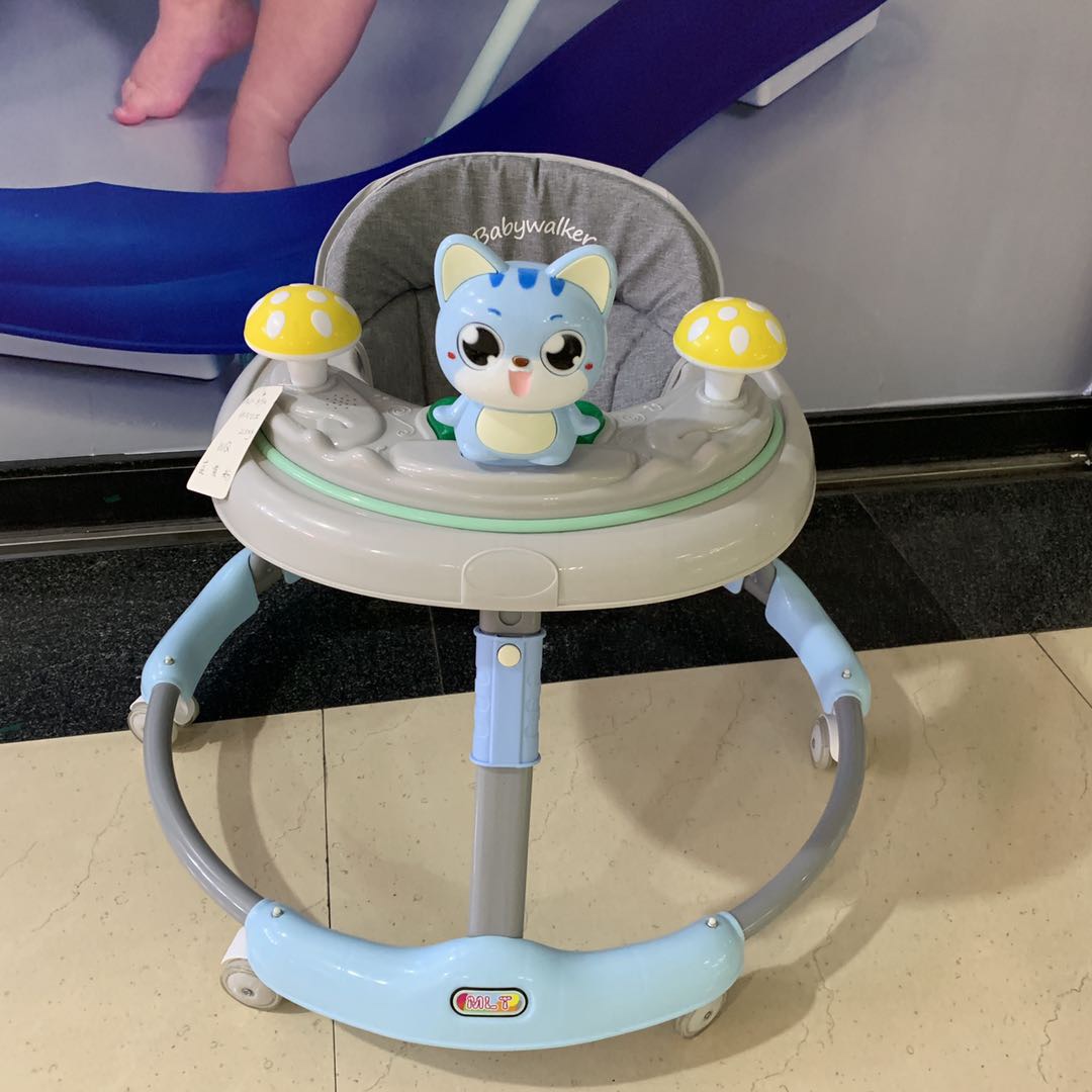 Cute cartoon multi-functional anti-rollover foldable baby walker