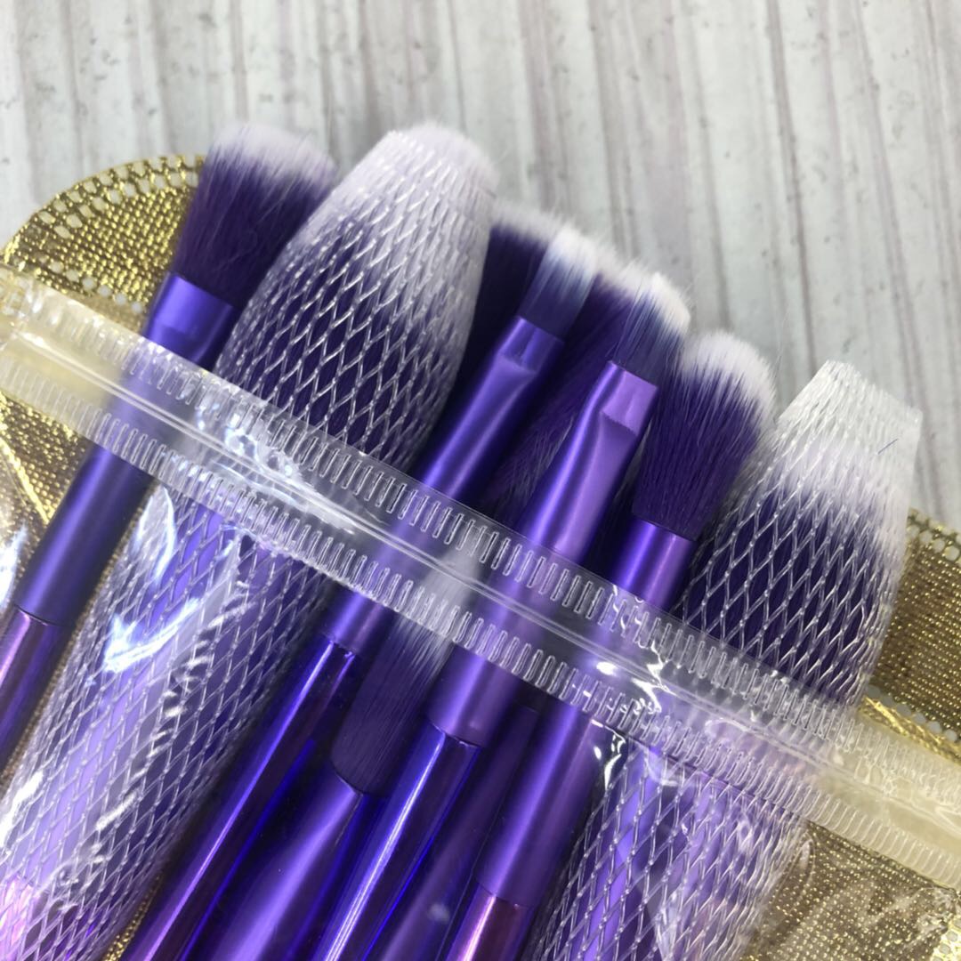 Factory Direct Sales 11 Purple Aluminum Tube Makeup Brush Set Color Eye Brush Foundation Brush Beauty Makeup Specification drawing