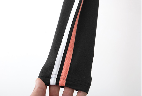020 Winter With Wool And Thick Cotton Vertical Strip Leggings Women Wear Thread Vertical Strip High Waist Thermal Pants details Picture