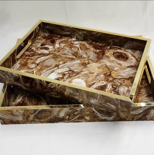 Factory direct sales of marble-patterned tea tray ornaments in multiple colors to choose from Specification image