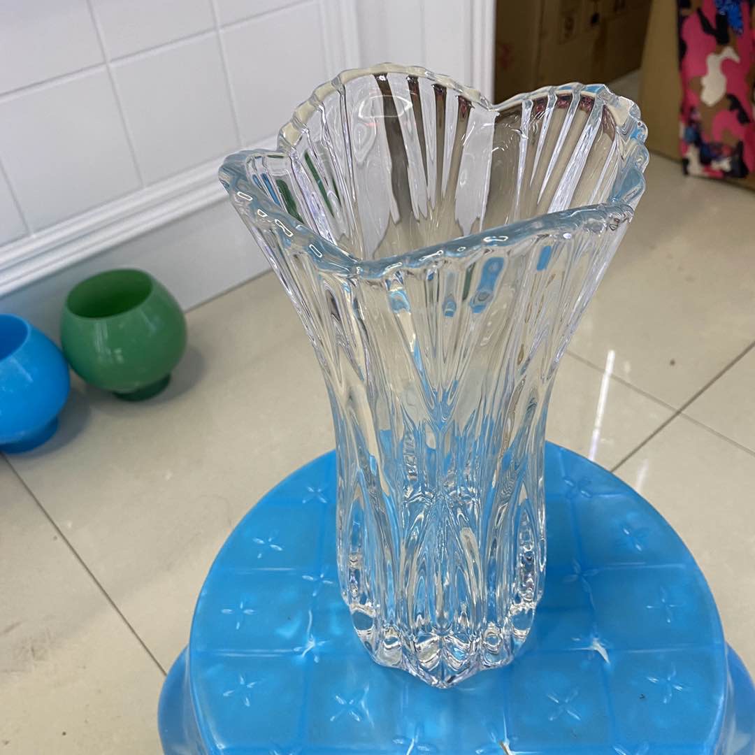 水晶玻璃水晶花瓶 透明水培简约时尚家居用品批发百合富贵竹玻璃细节图