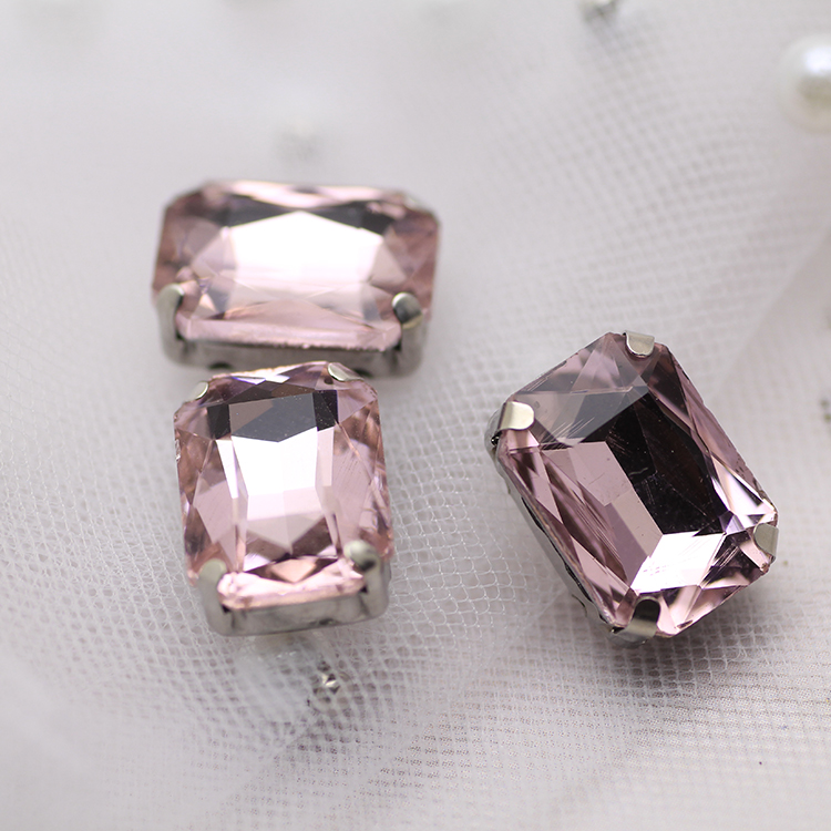 Rectangular rectangular colored glass hand-sewn claw drill DIY water drill clothing accessories clothing decorations