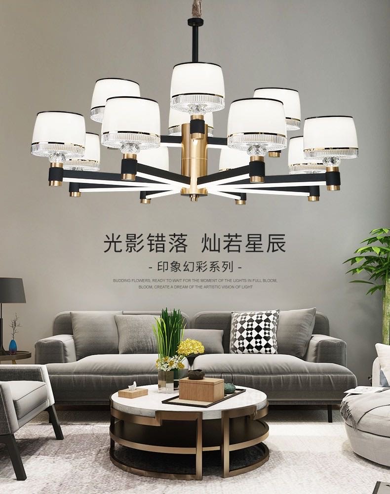 Impression Iridescent 12-head round combination hanging pole Lamp for home lighting