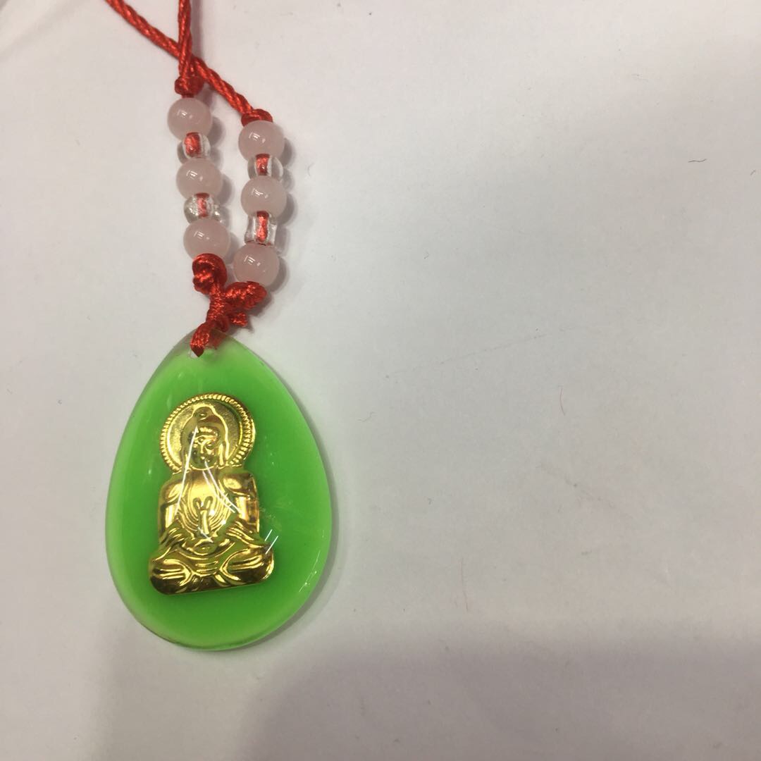 纯铜翡翠保平安佛教红绳吊坠饰品挂件