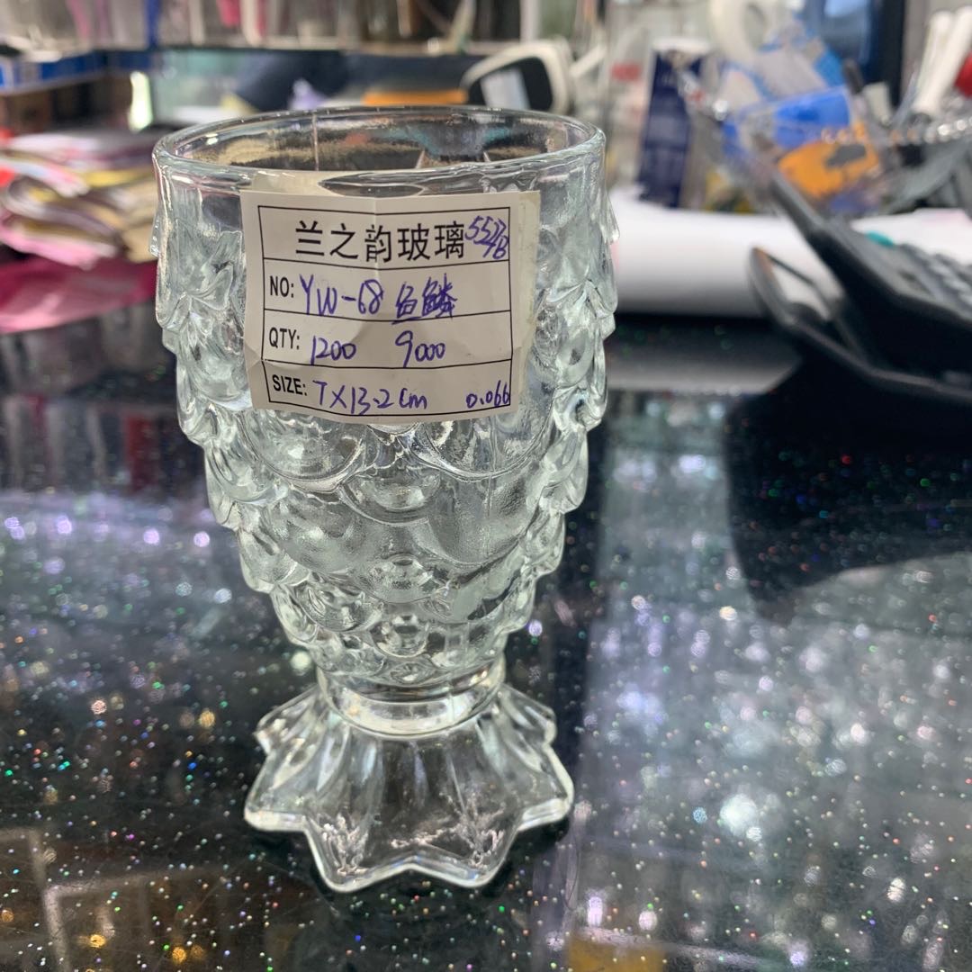 Transparent Glass Fish Scale Pattern Water Cup Teacup