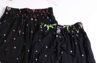 新款女装民族风印花人棉收腰显瘦高七分裤产品图