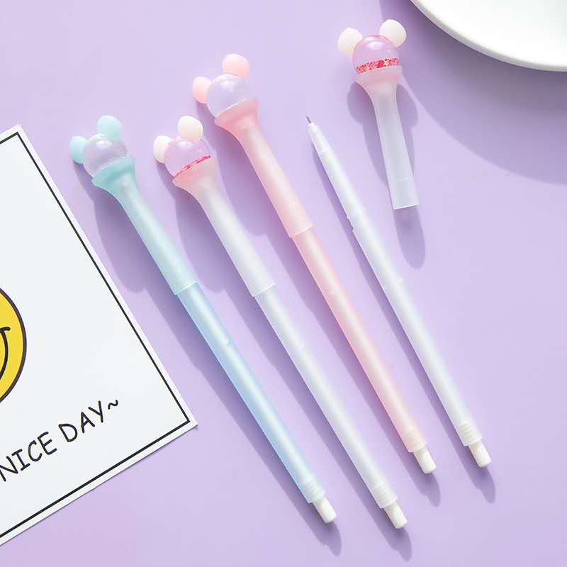 Close-up of Macaron Unicorn Pens showing fine 0.38mm tip and ink flow