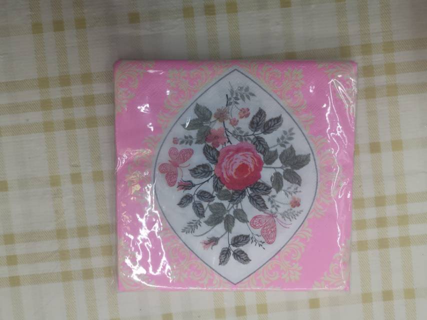 20张每包双层粉色花朵印花一次性餐巾纸