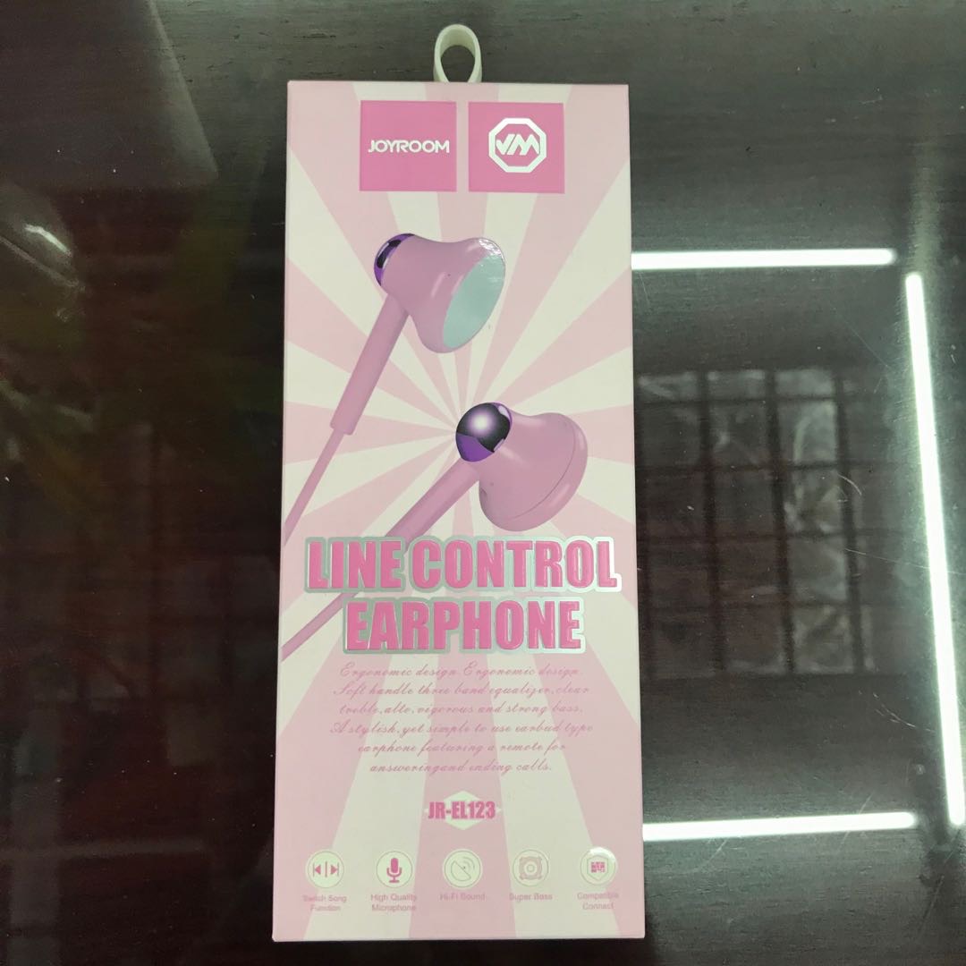 丰扬入耳式重低音线控调音耳机电竞游戏带麦耳塞通用华为安卓手机粉色