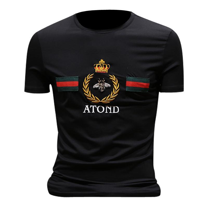 男装新款潮牌刺绣t恤男纯棉夏季男士短袖韩版宽松衣服学生透气t恤产品图