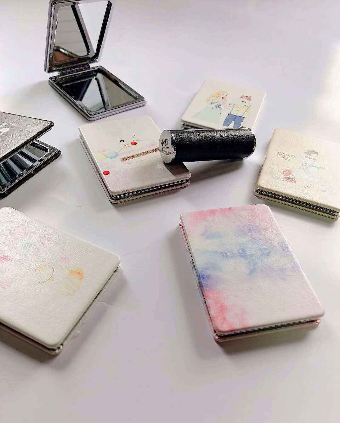 双面化妆镜清洁神器网红少女心小镜子随身化妆可爱便携