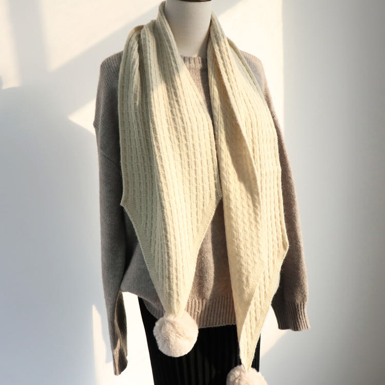 Casual With Classic Long Beige Warm Scarf For Women