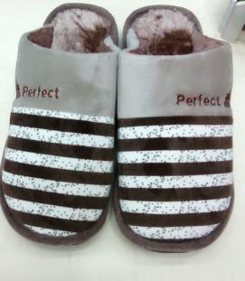 New Autumn And Winter Stripes Solid Color Cotton Drag Female Plush Simple Warm Bedroom Cotton Slippers Male Manufacturers Wholesale details Picture