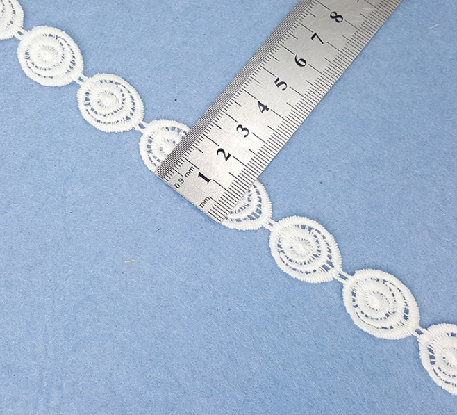 Hot-selling in-stock white hollowed-out, non-elastic small lace trim, milk silk water-soluble embroidered barcode accessories for clothing details Picture