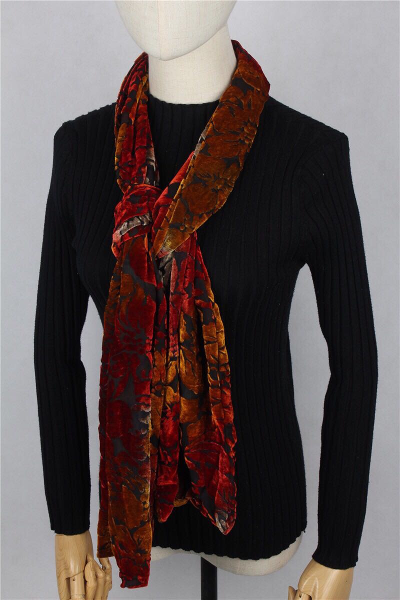 Women's Fashion Trend Temperament Multi-Colored Velvet Scarf details Picture