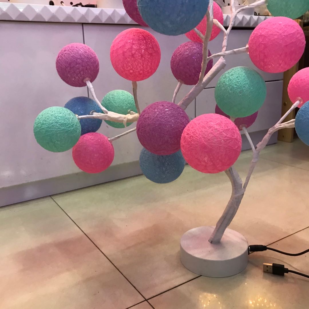 床头灯ins网红棉线球LED灯少女心卧室改造房间装饰小夜台灯