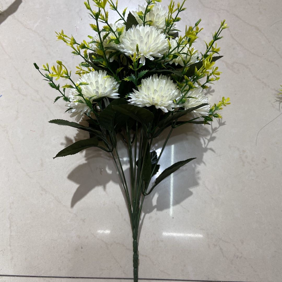 祭祀扫墓仿真12头菊花清明上坟祭奠墓地公墓陵园坟前摆放塑料假花细节图