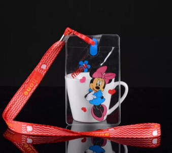 Name tag, cartoon ID card holder, neck-hanging long rope, bus card, campus card holder, name tag, work card holder full figure