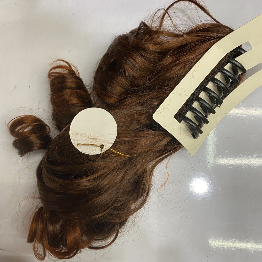 热销经典潮流时尚化纤长发卷发红棕色马尾假发产品图