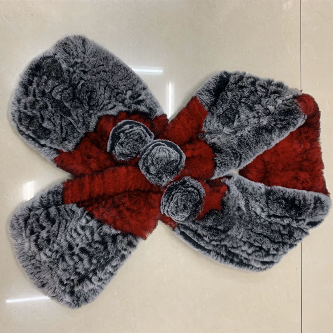 Real Hair Scarf Double Flower Ball Bib Fashion Everything Manufacturers Direct Sales