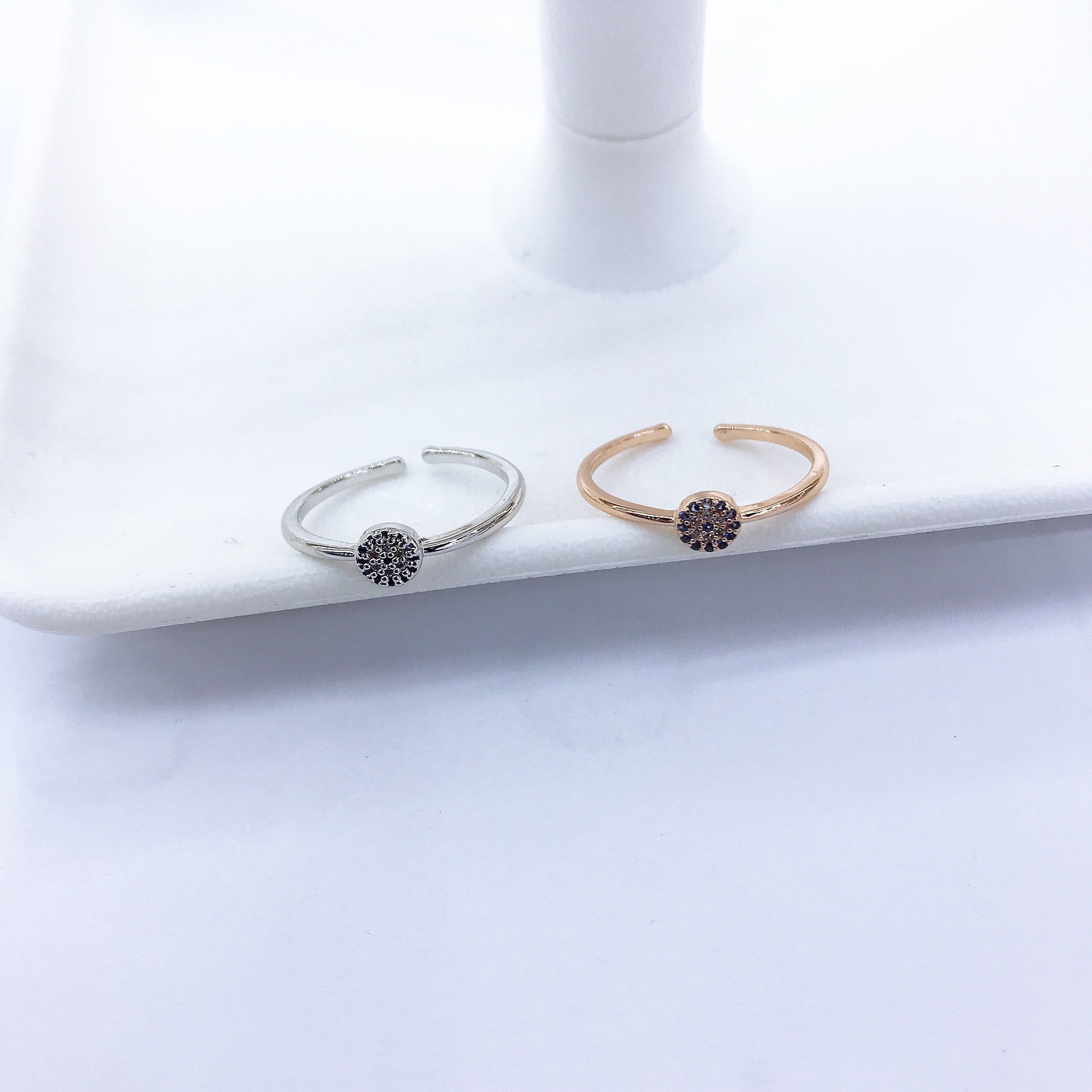 Korean version of fashionable and trendy diamond-encrusted open-top women's ring adjustable ring jewelry factory direct sales wholesale copper Xinmingyang Specification image