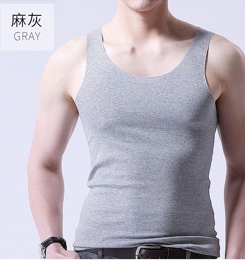 Men's Ice Silk Vest Summer Trackless Sleeveless Tight Sports Vest details Picture