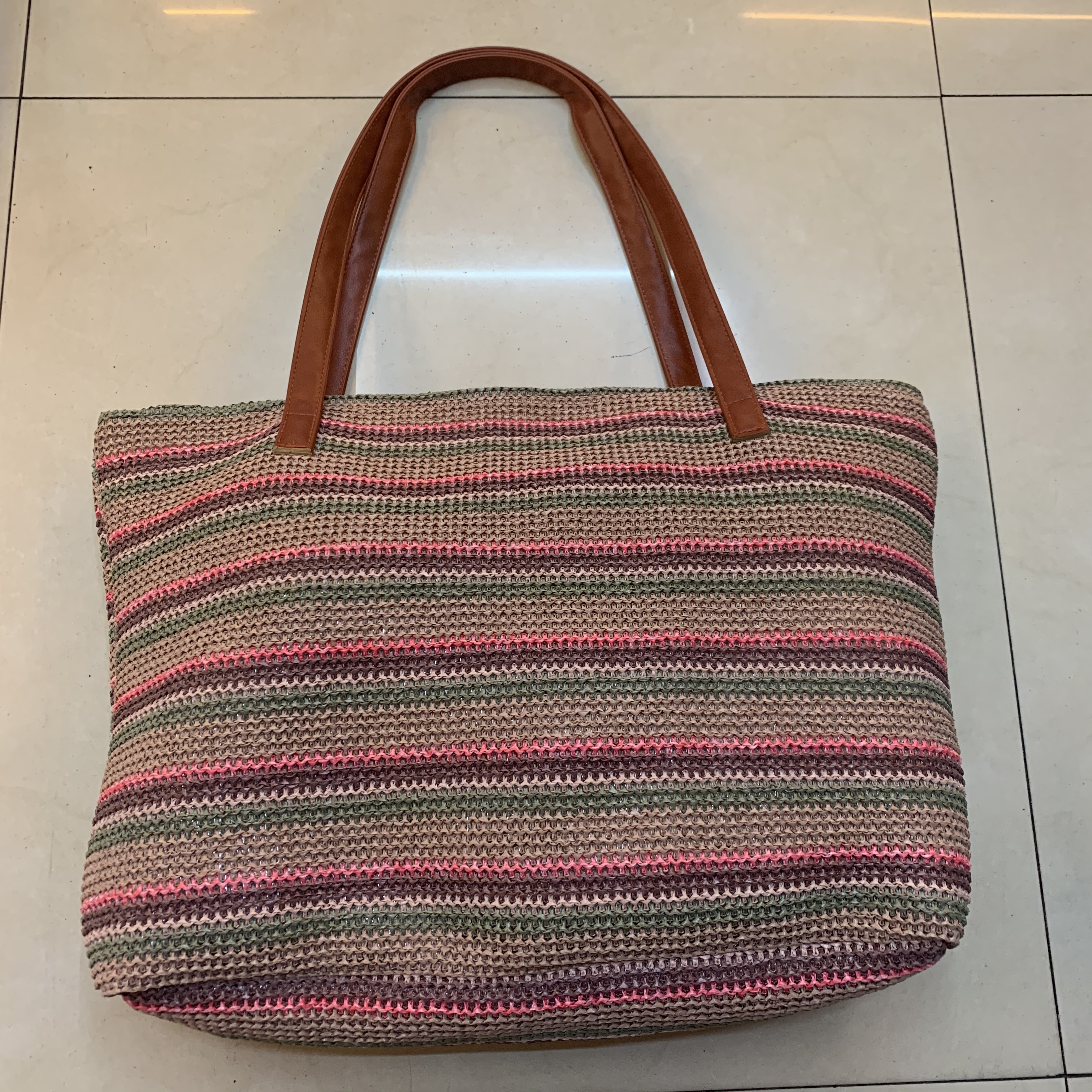 Straw Bag Women's Hook New Canvas Bag Beach Bag Youth Bag Portable Cloth Bag Out Space Mommy Bag
