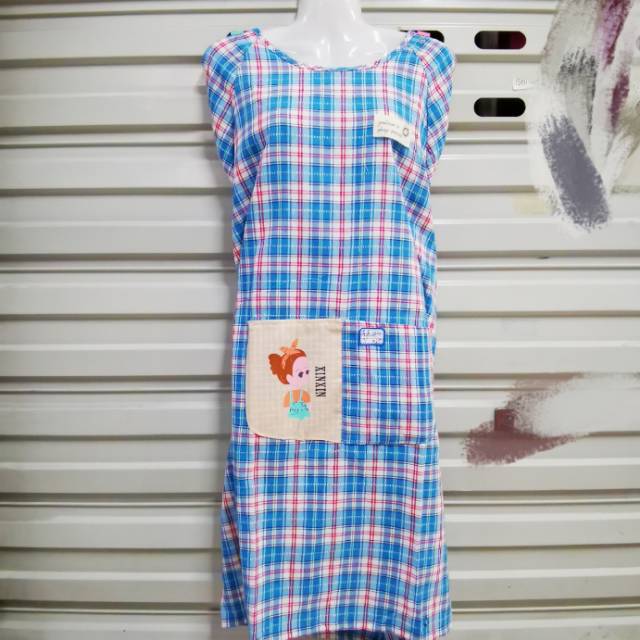Apron Home Kitchen Checkered Long Sleeve Waterproof And Oil-Proof Work Clothes Fashion Female Korean Version Of Cooking Waist