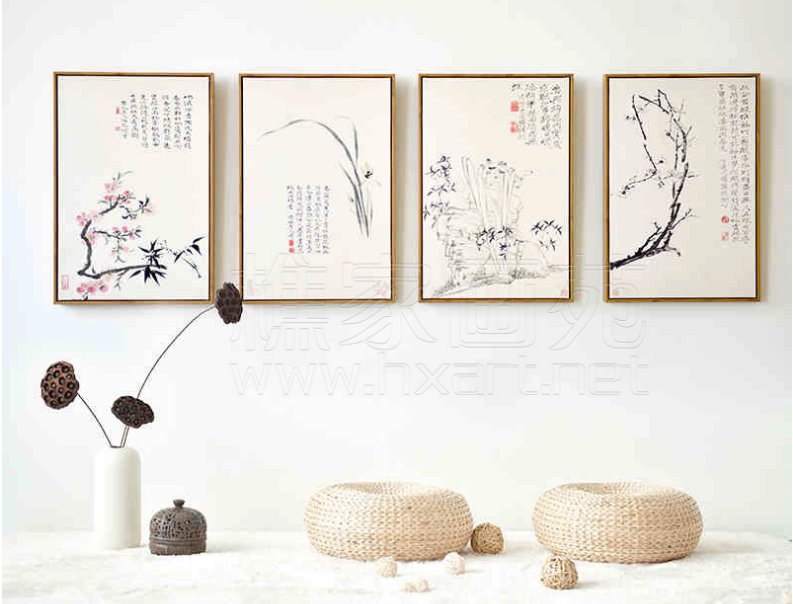 Sitting room adornment picture new Chinese style stone tao triplet painting sitting room hangs a picture contemporary and contracted mural dining-room calligraphy and painting thumbnail