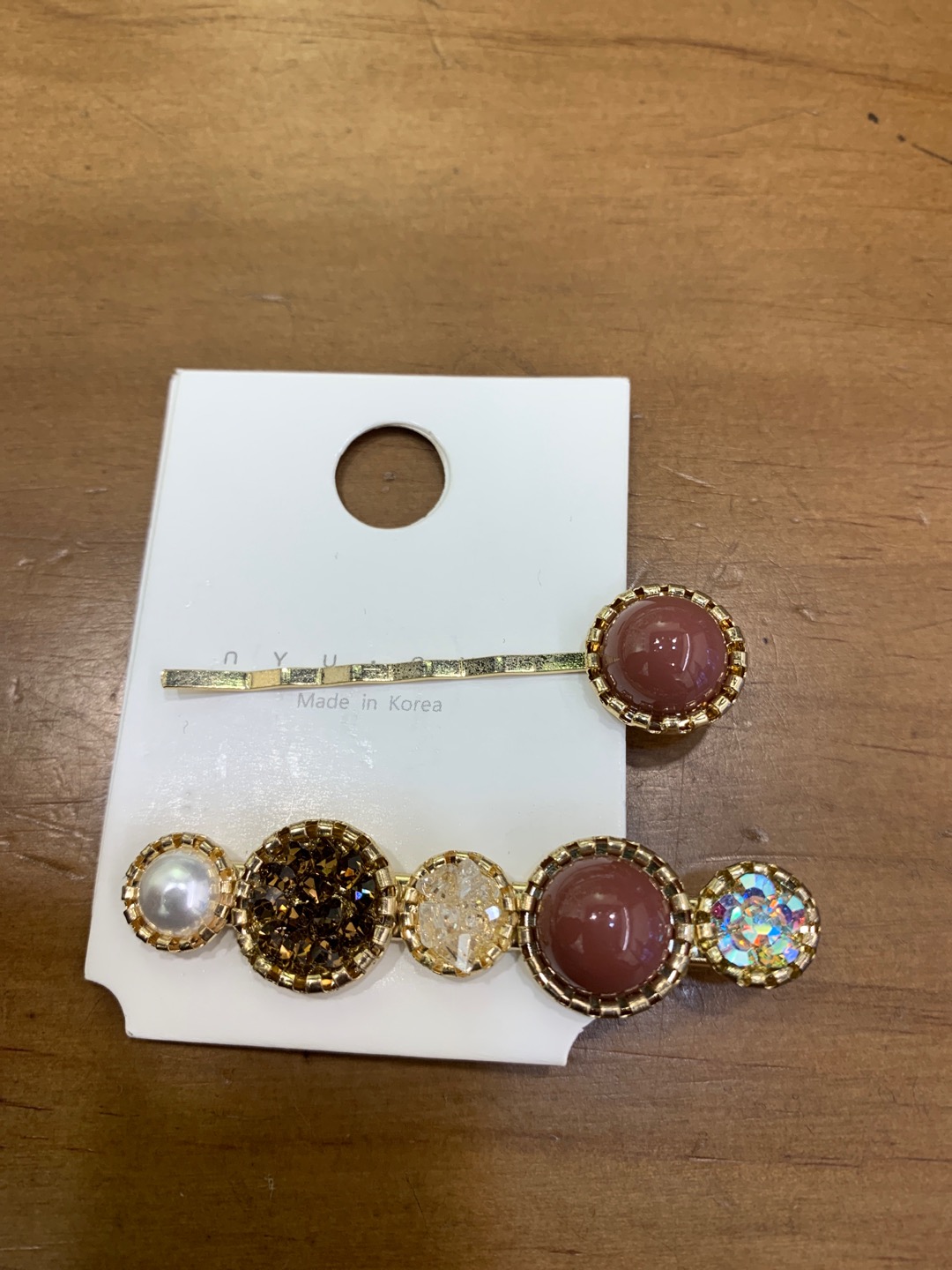 New alloy pearl rhinestone press clip one-line clip set for girls' fashionable hair clips details Picture