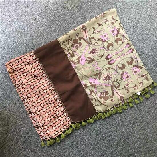 Color Contrast Patchwork Cotton Spring And Autumn Rectangular Shawl Scarf For Women With Fringe Specification drawing
