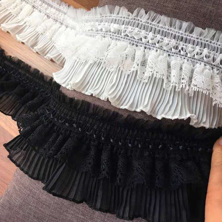 Widened Lace Lace Fabric Black Dress Accessories Hem Skirt Trim Hollow White Gauze Embroidery Flower 15