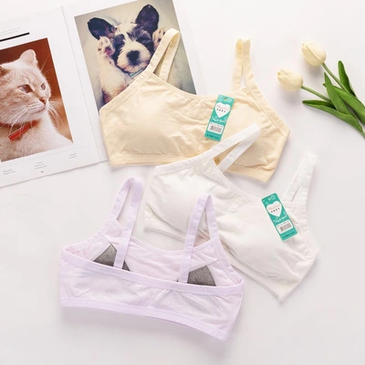 2023 Summer New All-Cotton Comfortable Girl Sling Vest Text Sponge Cushion Girl Wrap Chest To Prevent Exposure