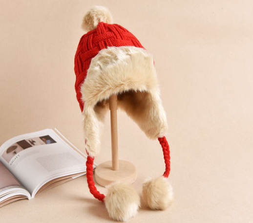 Knitted wool Lei Feng hat ear cap fashion playful plus fleece full figure