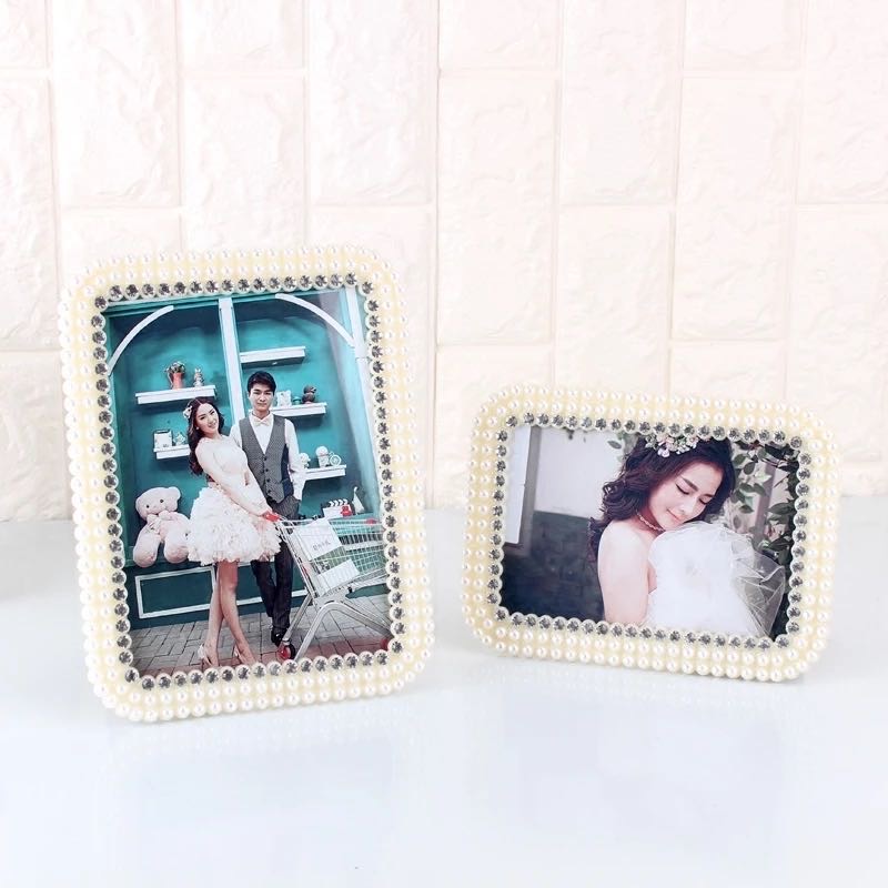 欧式创意珍珠婚纱照塑料相框摆台艺术照节日礼物