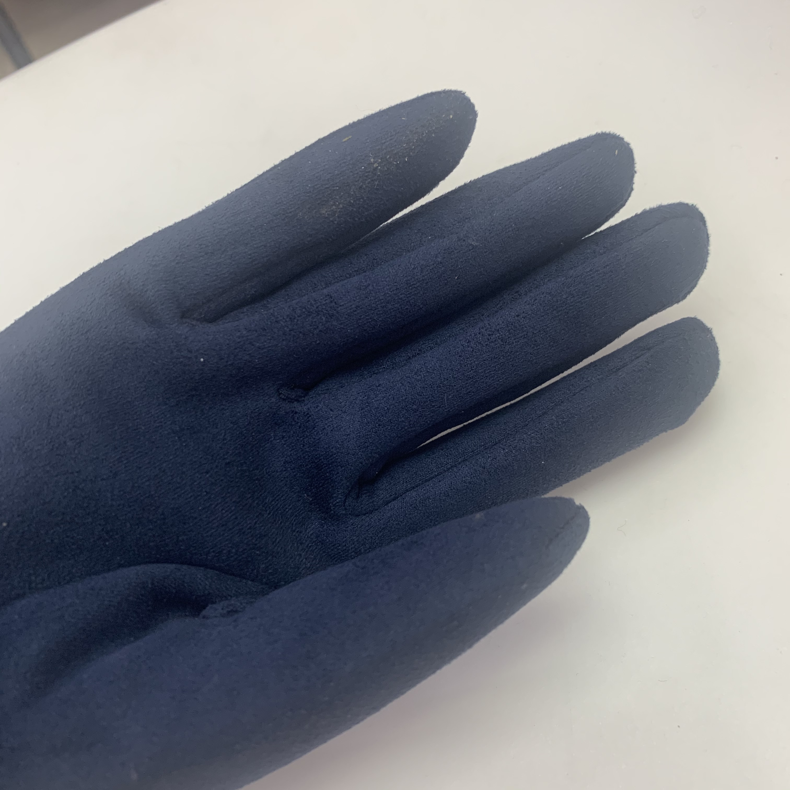 Ladies' rabbit fur ball autumn and spring thin five-finger outdoor cycling warm and cold-proof suede fleece gloves Specification image